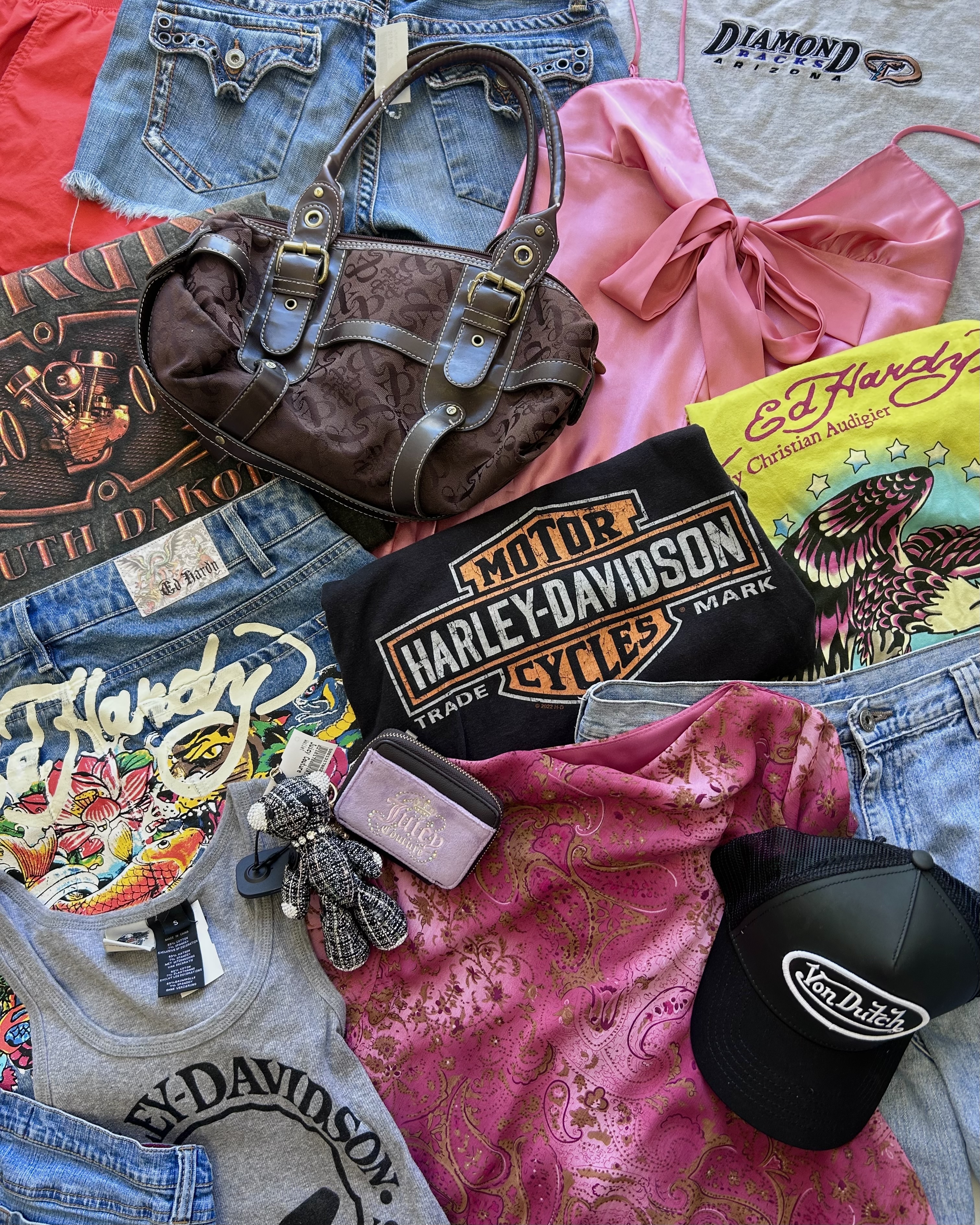 flatlay style photo of vintage clothing